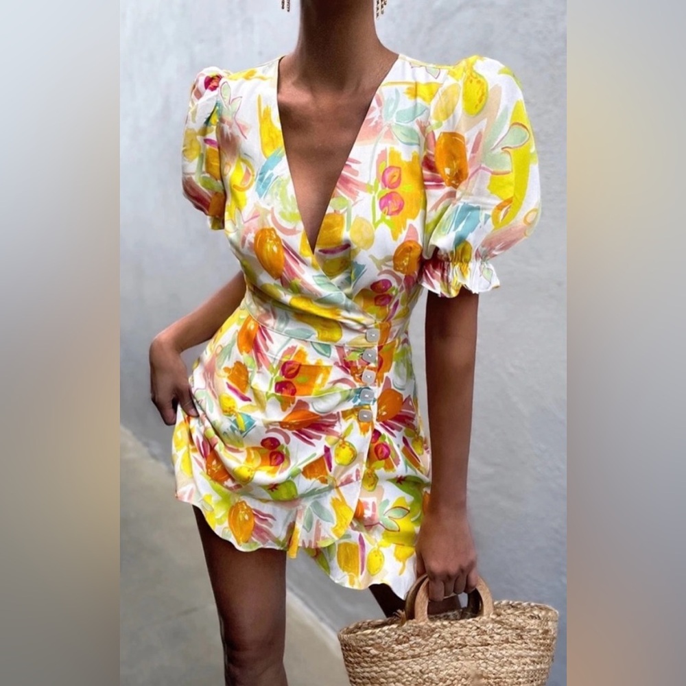 NWT Runaway The Label Zola Dress Citrus Print